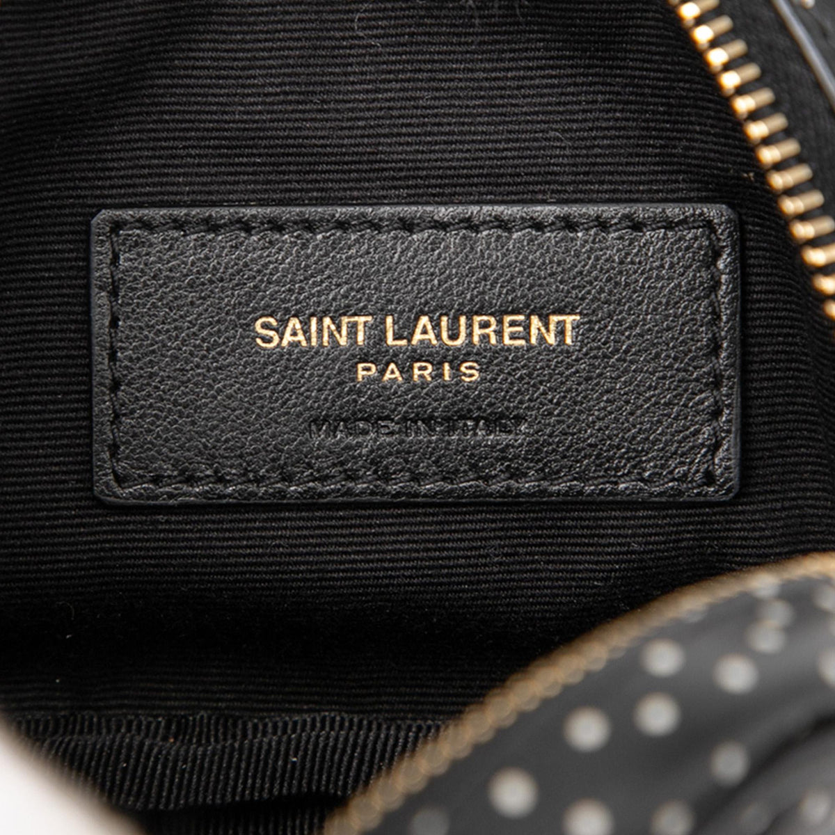 Saint Laurent Baby Quilted Chevron Calfskin Monogram Polka Dot Lou Camera Bag - Black