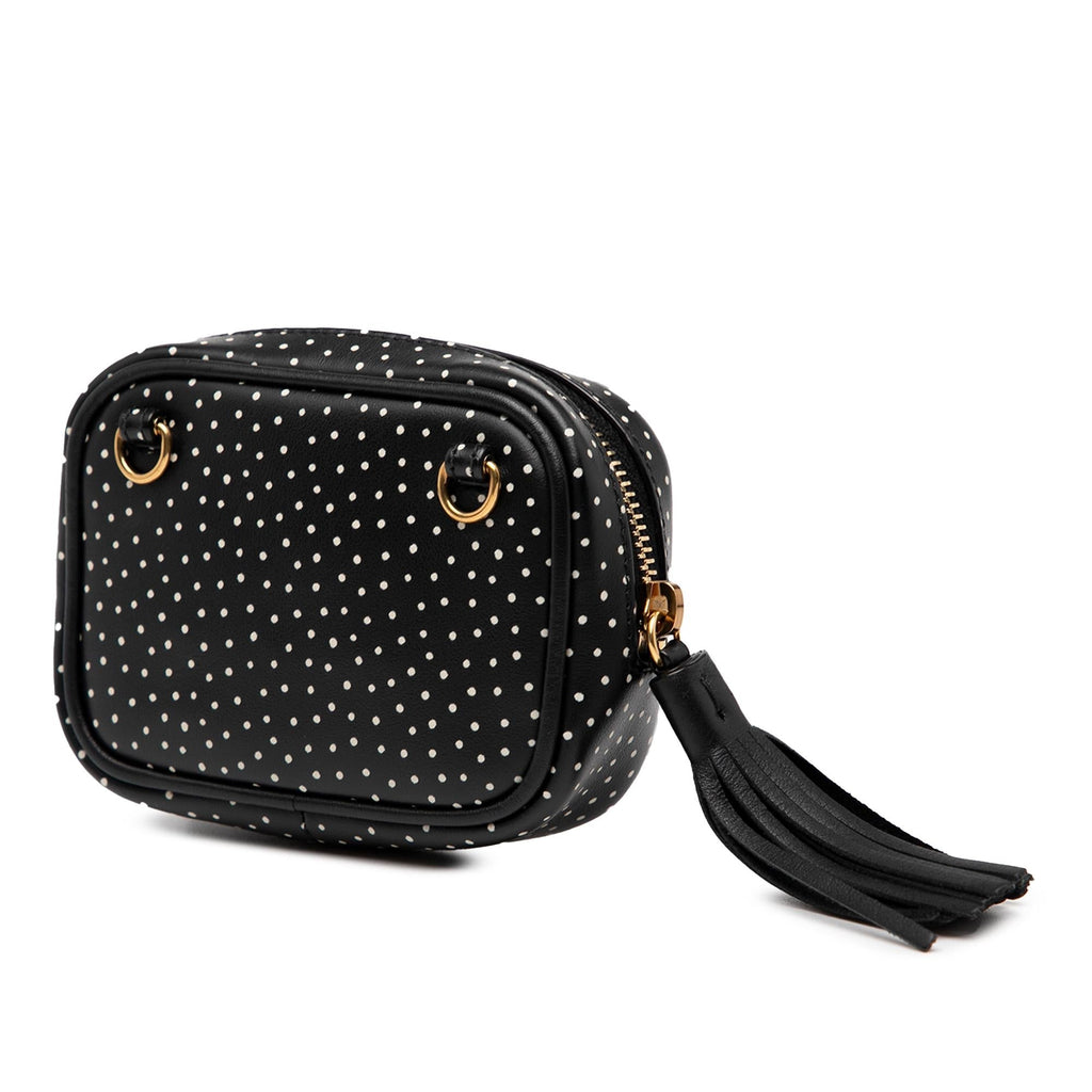 Saint Laurent Baby Quilted Chevron Calfskin Monogram Polka Dot Lou Camera Bag - Black