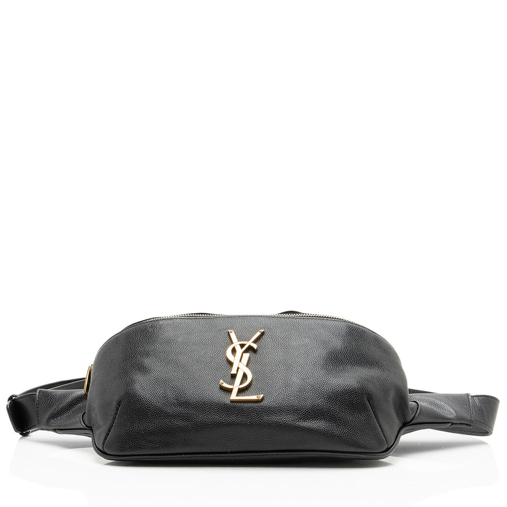 Saint Laurent Calfskin Monogram Cassandre Classic Belt Bag - Black