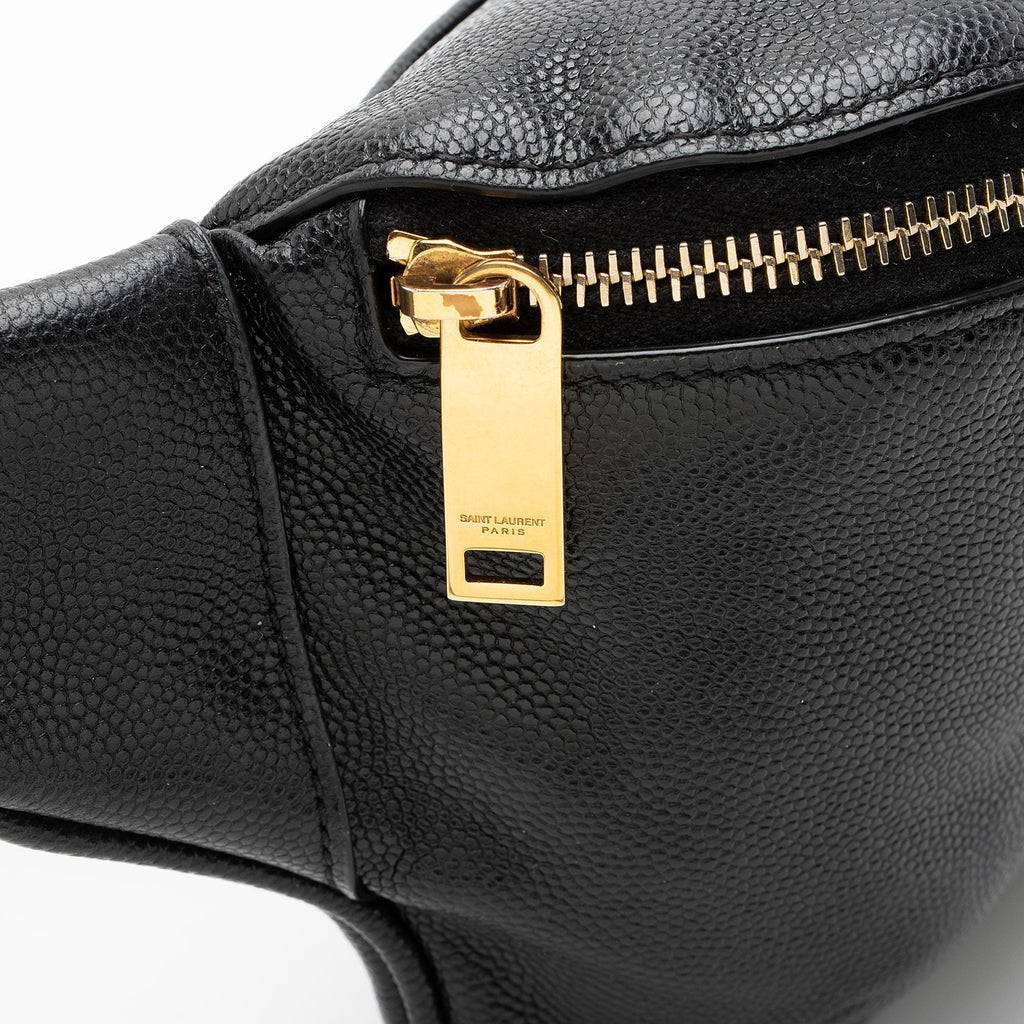 Saint Laurent Calfskin Monogram Cassandre Classic Belt Bag - Black