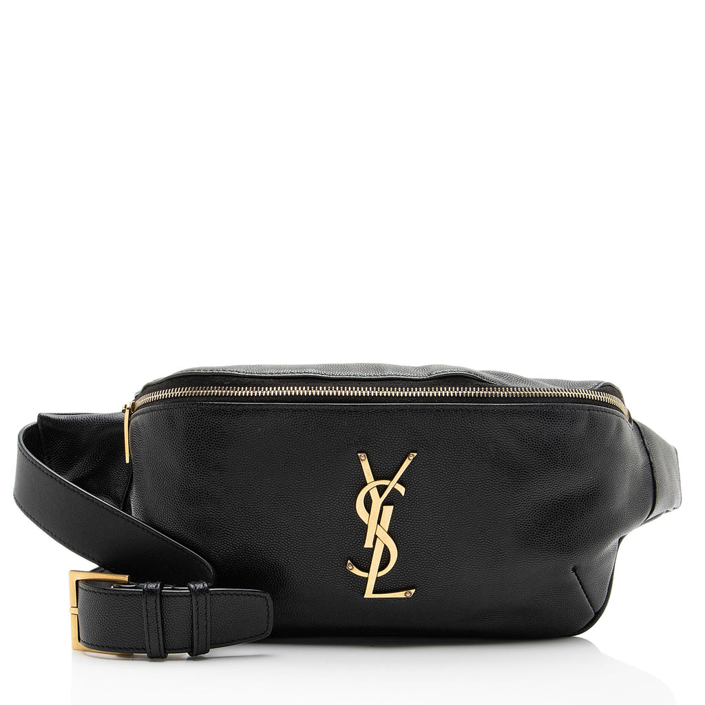 Saint Laurent Calfskin Monogram Cassandre Classic Belt Bag - Black