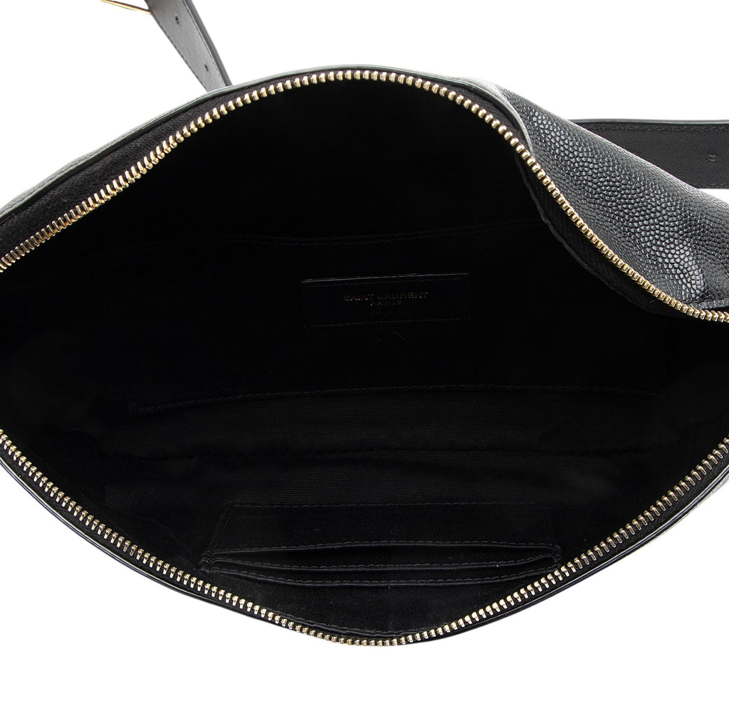 Saint Laurent Calfskin Monogram Cassandre Classic Belt Bag - Black