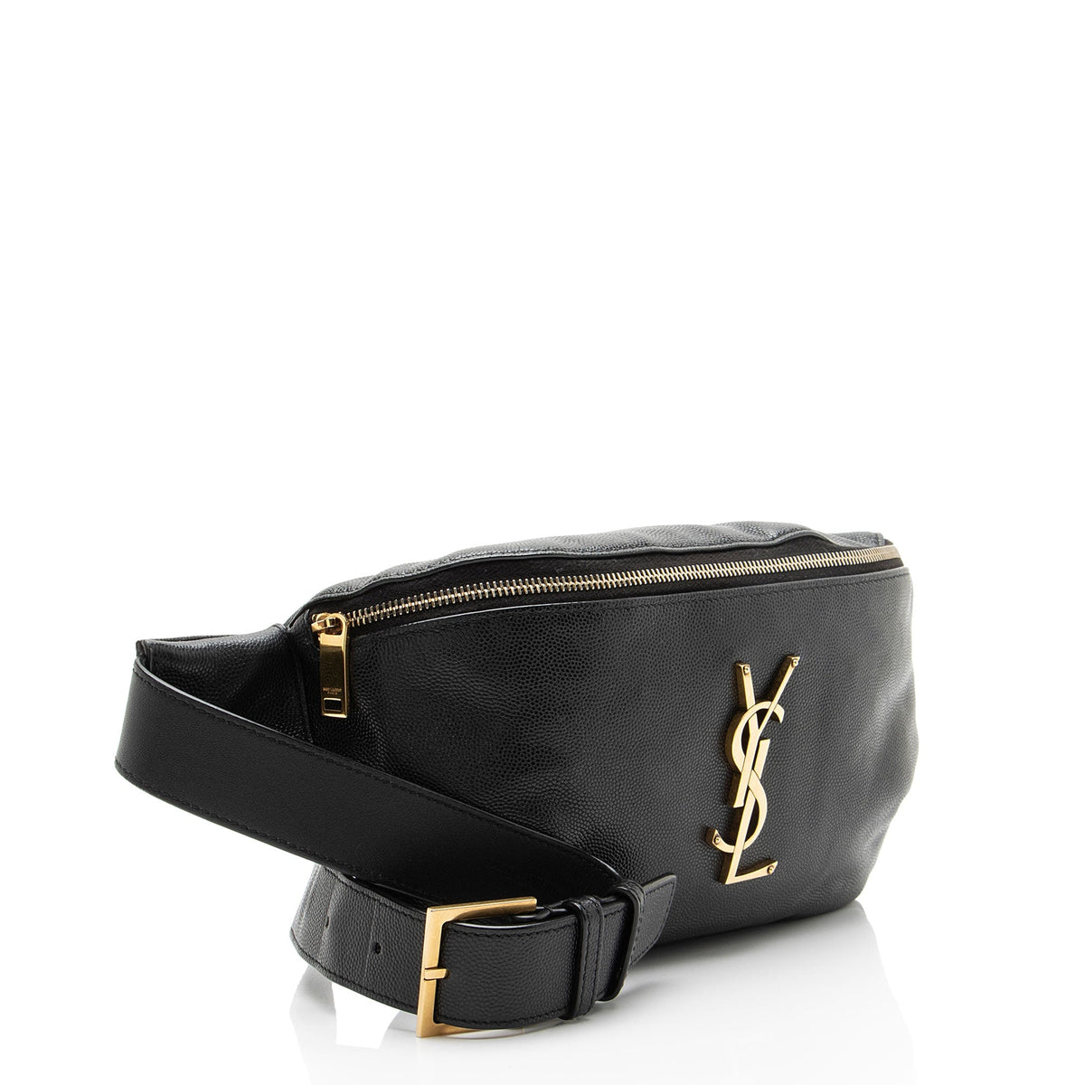 Saint Laurent Calfskin Monogram Cassandre Classic Belt Bag - Black