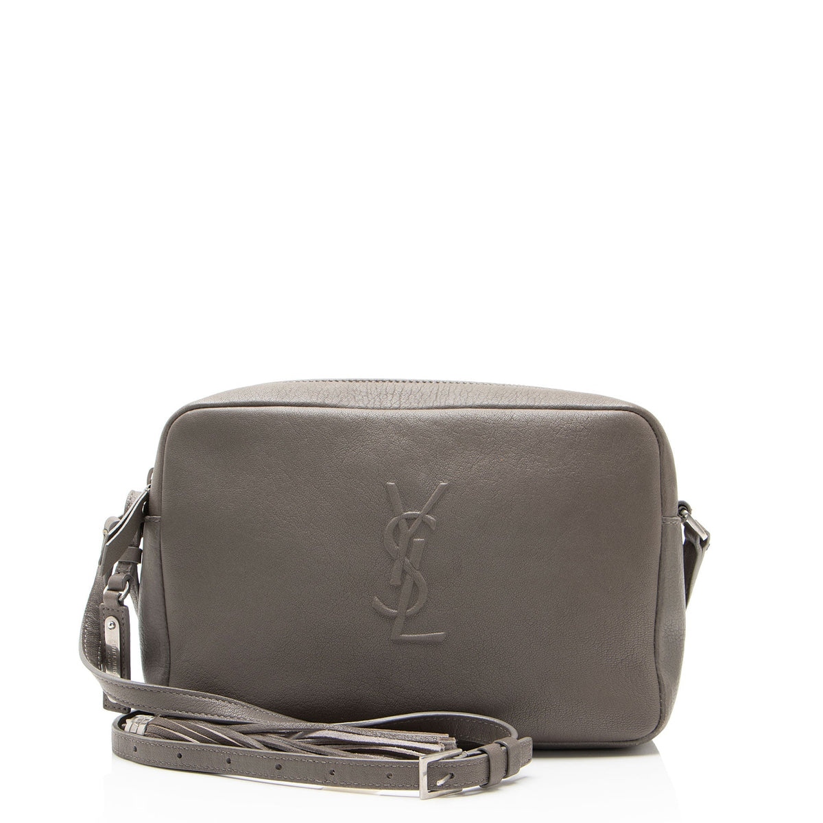 Saint Laurent Calfskin Monogram Lou Camera Bag - Grey