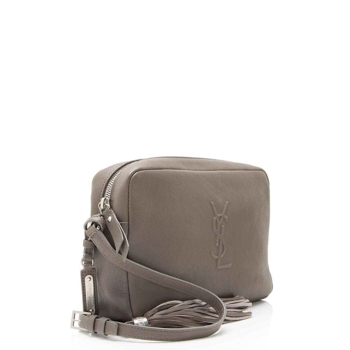 Saint Laurent Calfskin Monogram Lou Camera Bag - Grey