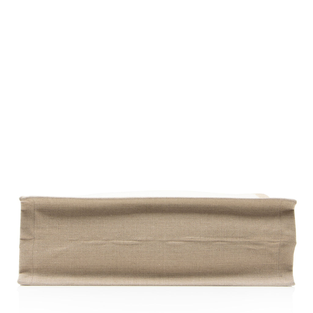 Saint Laurent Canvas Calfskin Rive Gauche Large Tote Bag - Beige/Black
