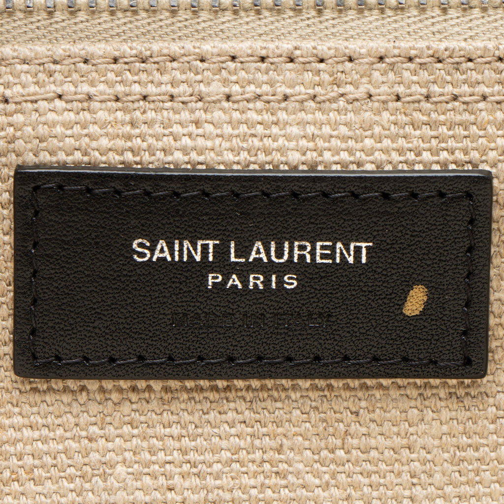 Saint Laurent Canvas Calfskin Rive Gauche Large Tote Bag - Beige/Black
