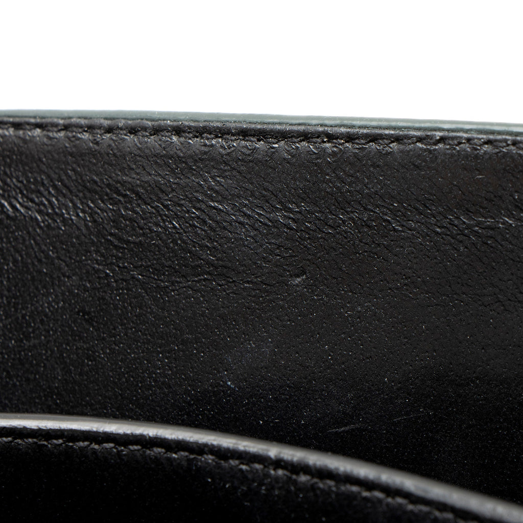 Saint Laurent Croc Embossed Leather Monogram Cassandra Mini Top Handle Satchel - Green