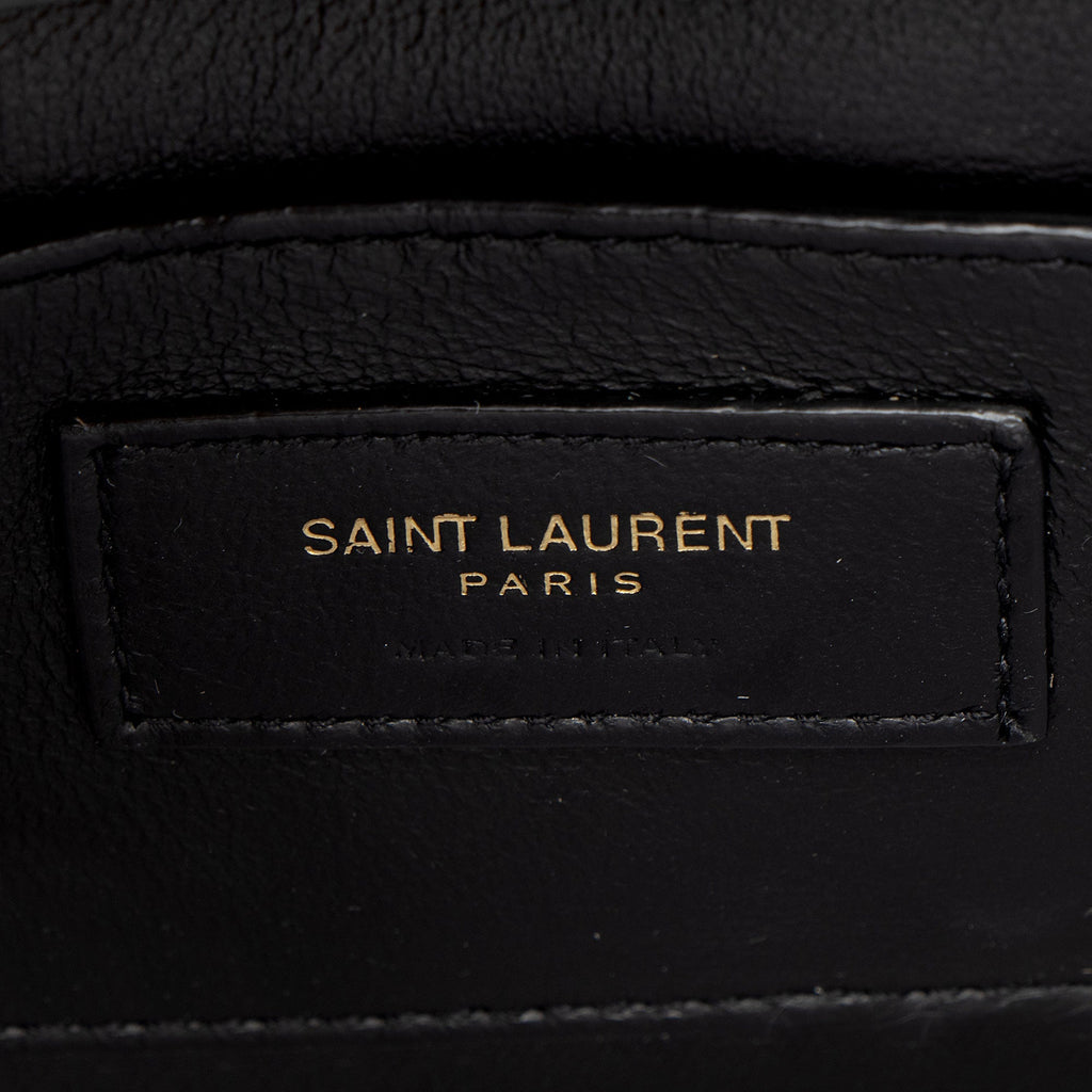 Saint Laurent Croc Embossed Leather Monogram Cassandra Mini Top Handle Satchel - Green
