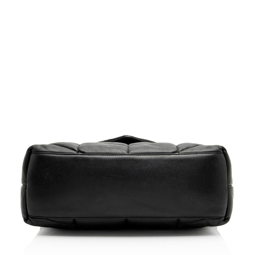 Saint Laurent Lambskin Monogram Puffer LouLou Medium Shoulder Bag - Black