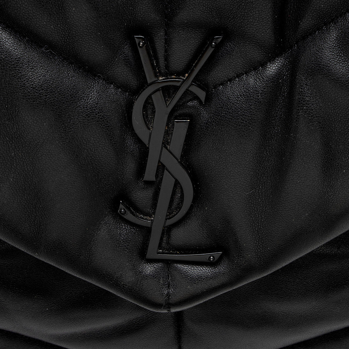 Saint Laurent Lambskin Monogram Puffer LouLou Medium Shoulder Bag - Black