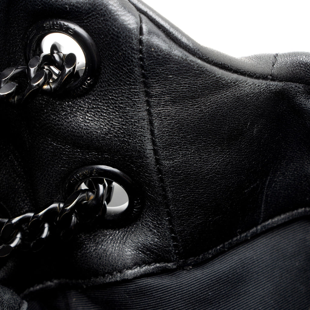 Saint Laurent Lambskin Monogram Puffer LouLou Medium Shoulder Bag - Black