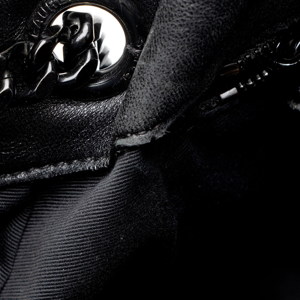 Saint Laurent Lambskin Monogram Puffer LouLou Medium Shoulder Bag - Black