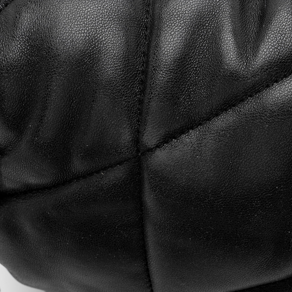 Saint Laurent Lambskin Monogram Puffer LouLou Medium Shoulder Bag - Black