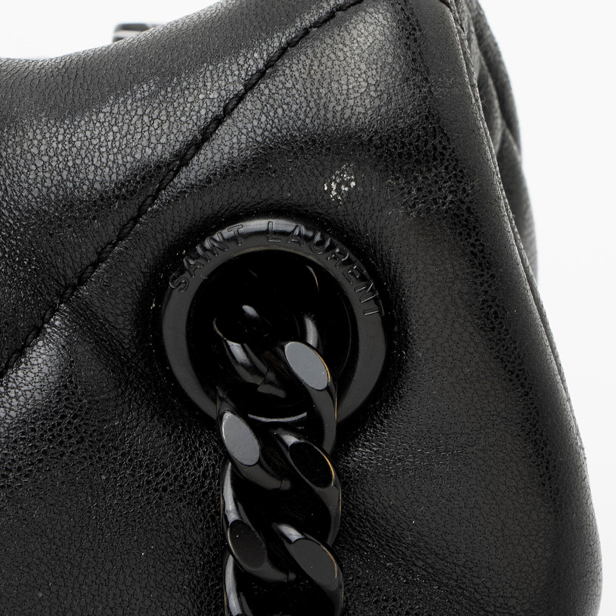Saint Laurent Lambskin Monogram Puffer LouLou Medium Shoulder Bag - Black