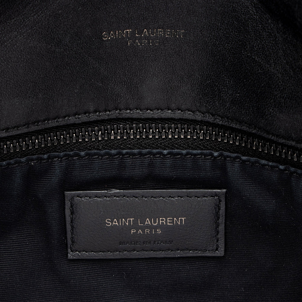 Saint Laurent Lambskin Monogram Puffer LouLou Medium Shoulder Bag - Black