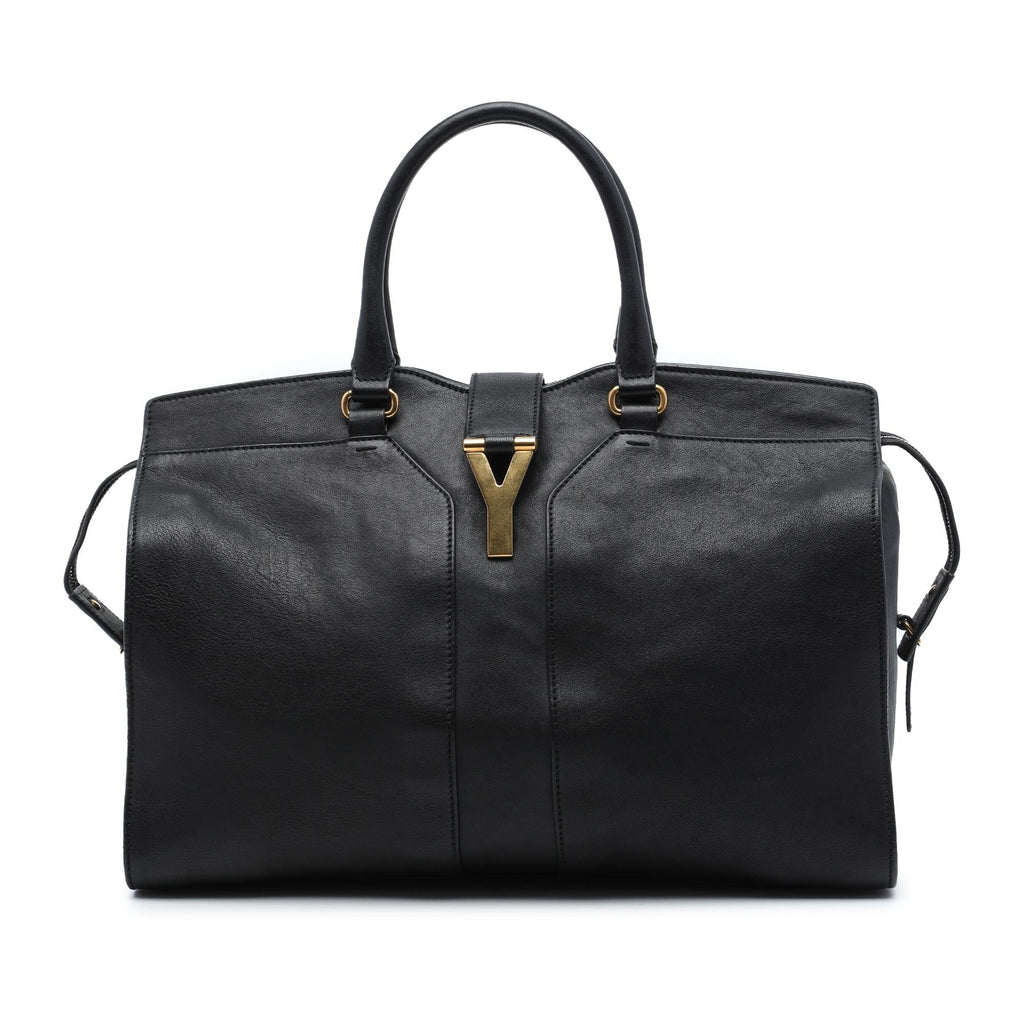 Saint Laurent Large Leather Cabas Chyc Satchel - Black