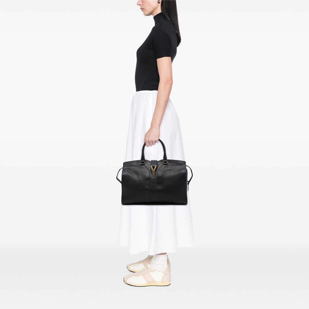 Saint Laurent Large Leather Cabas Chyc Satchel - Black