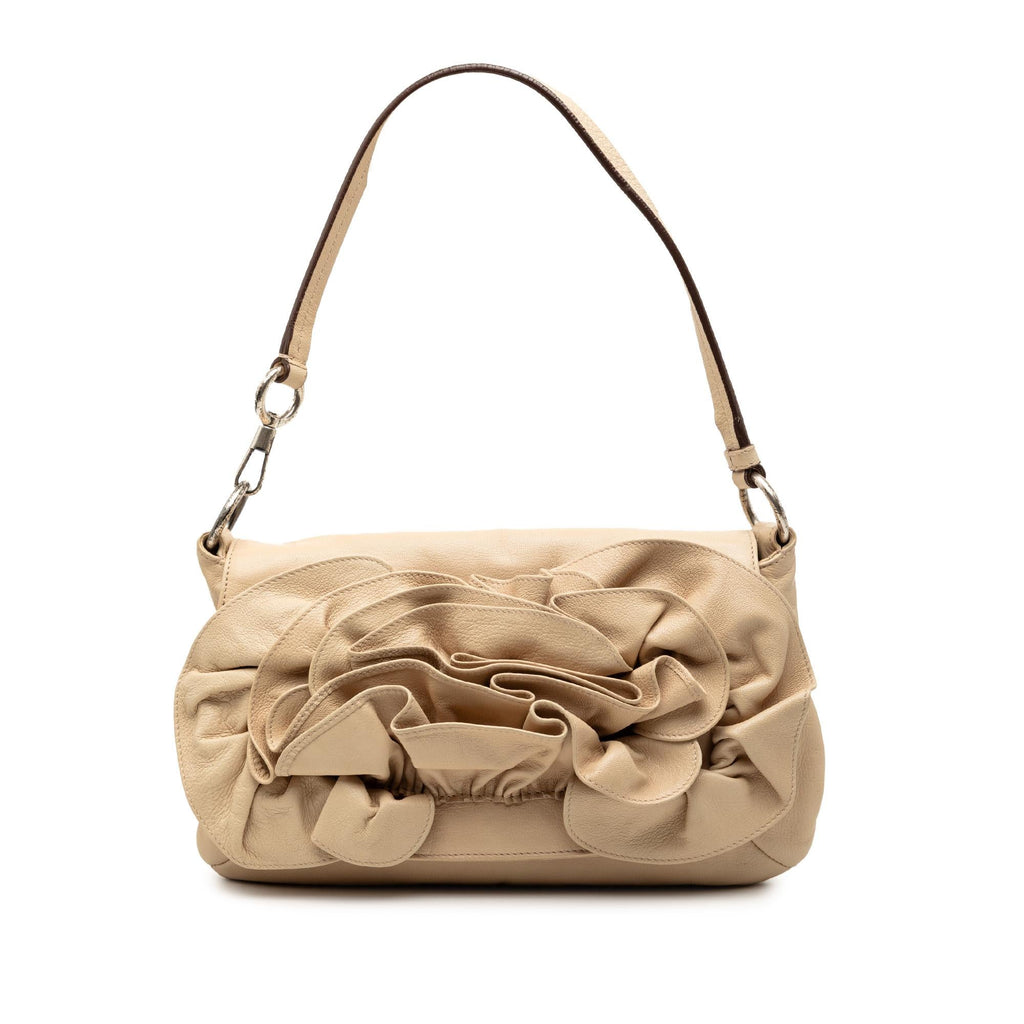Saint Laurent Leather Nadja Rose Flap Bag - Brown