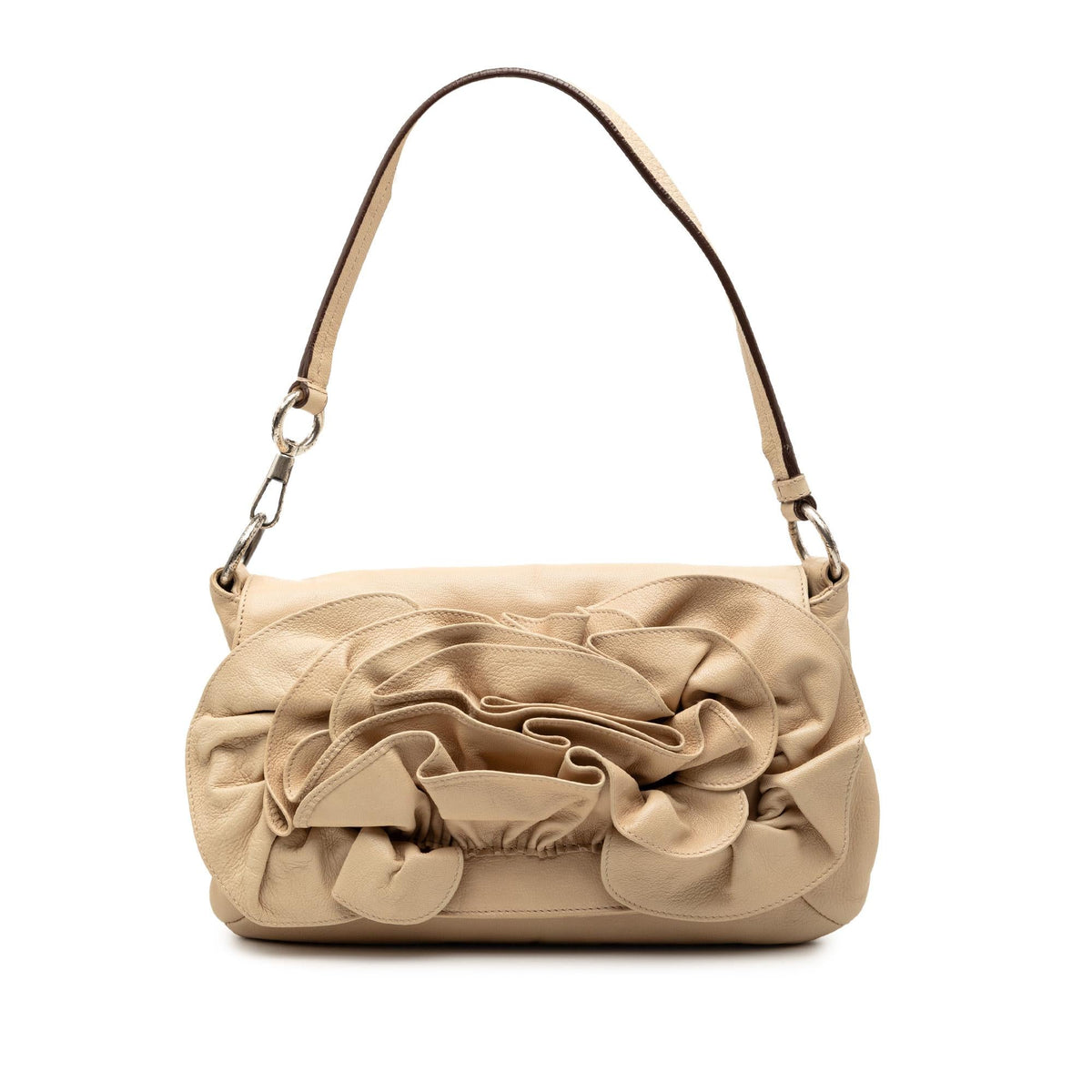 Saint Laurent Leather Nadja Rose Flap Bag - Brown