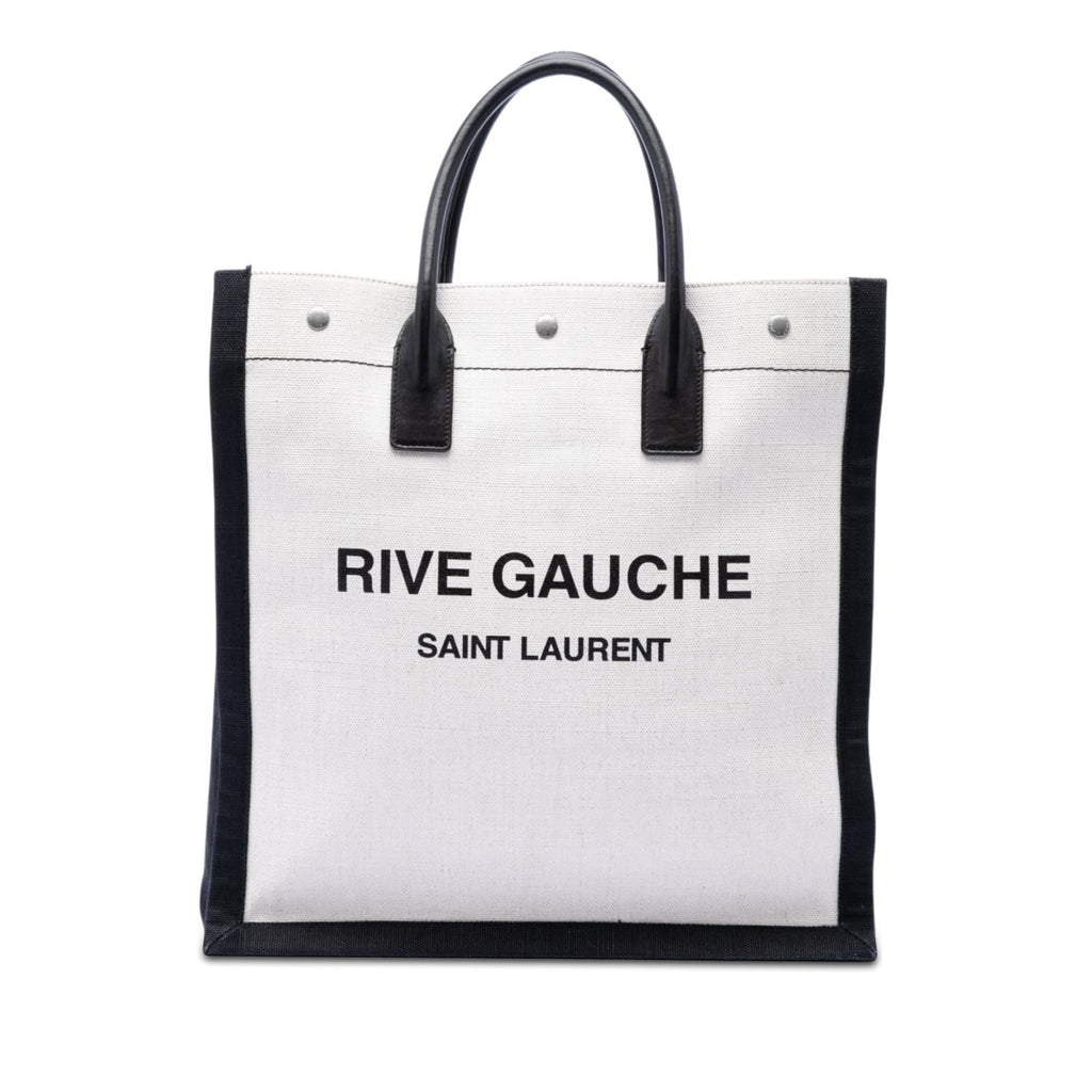 Saint Laurent Linen Rive Gauche North South Tote Bag - White