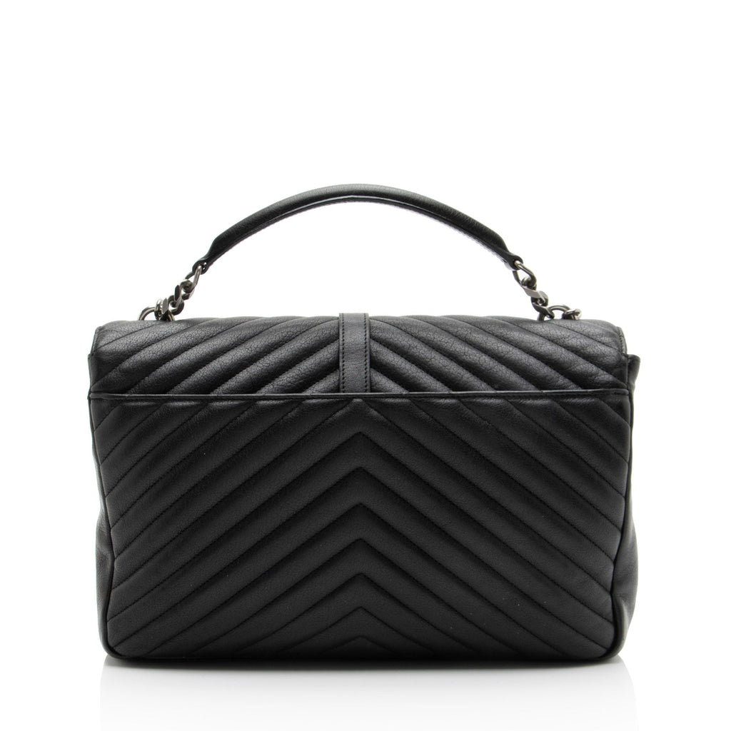 Saint Laurent Matelasse Calfskin Monogram College Large Shoulder Bag - Black