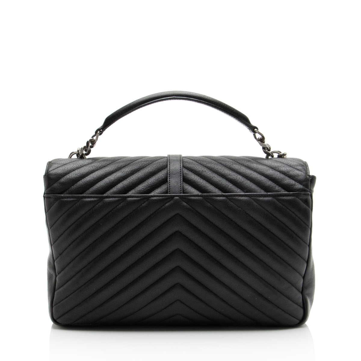 Saint Laurent Matelasse Calfskin Monogram College Large Shoulder Bag - Black