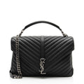 Saint Laurent Matelasse Calfskin Monogram College Large Shoulder Bag - Black