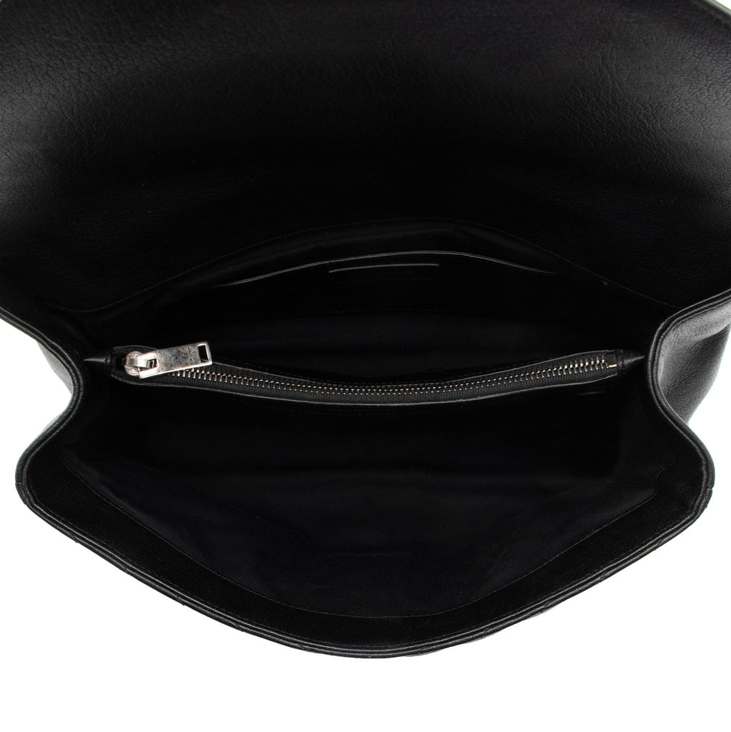 Saint Laurent Matelasse Calfskin Monogram College Large Shoulder Bag - Black