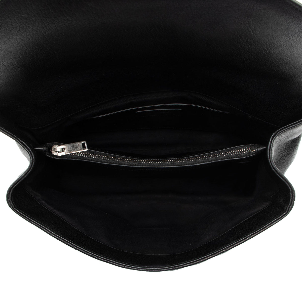 Saint Laurent Matelasse Calfskin Monogram College Large Shoulder Bag - Black