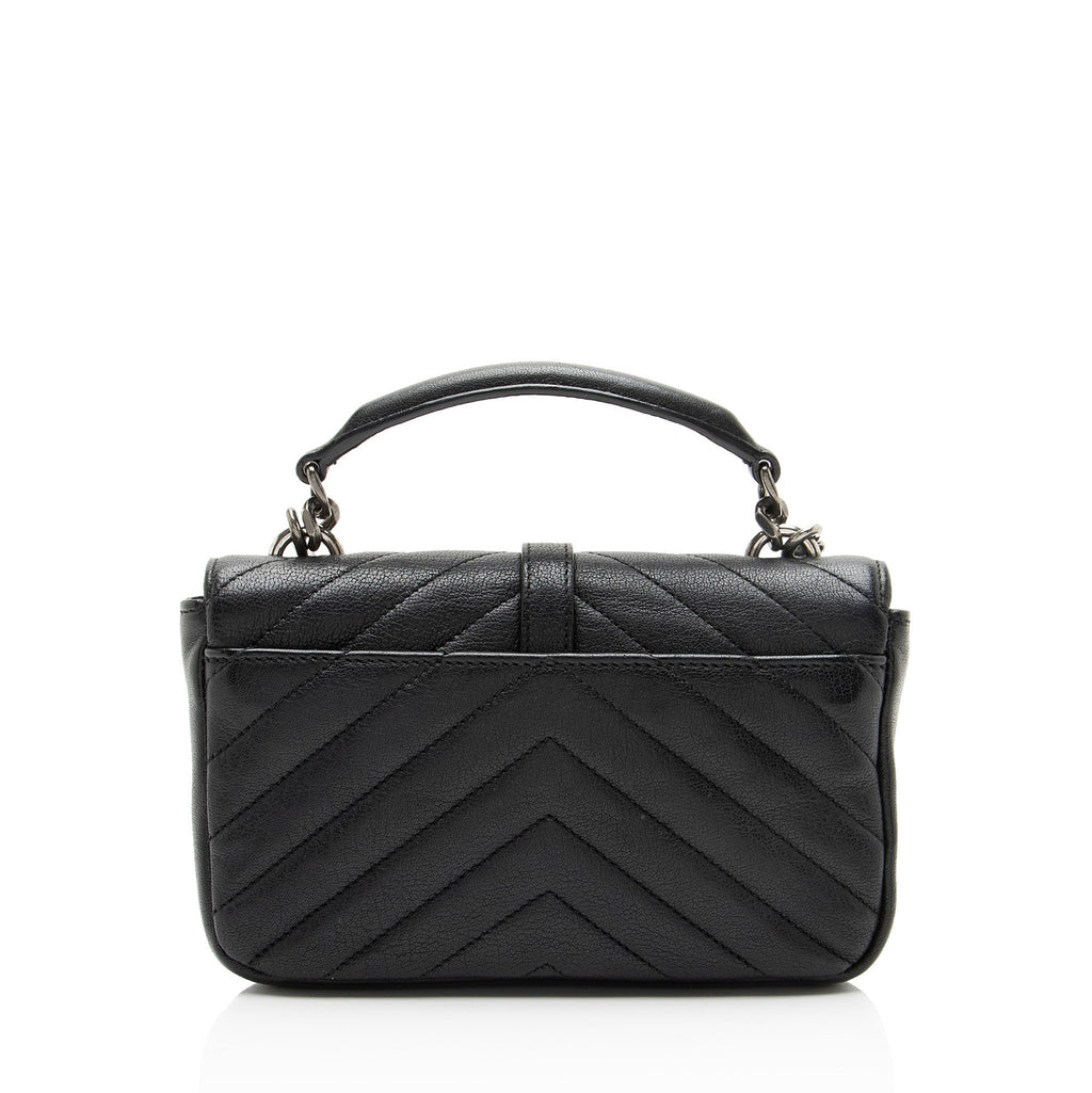 Saint Laurent Matelasse Calfskin Monogram College Mini Shoulder Bag - Black