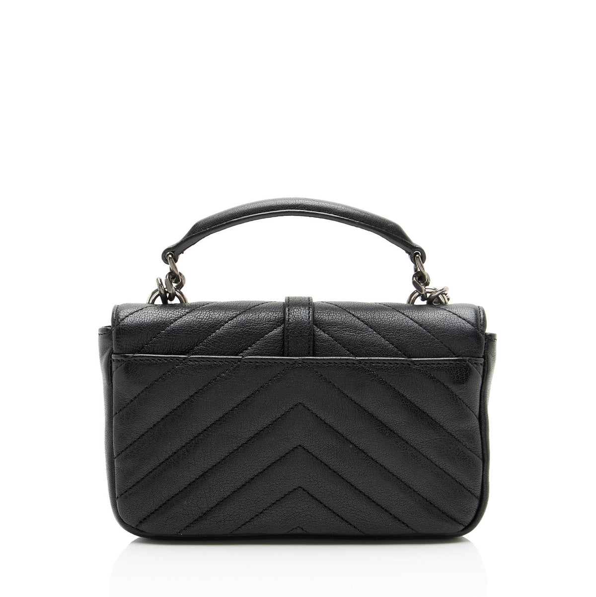 Saint Laurent Matelasse Calfskin Monogram College Mini Shoulder Bag - Black