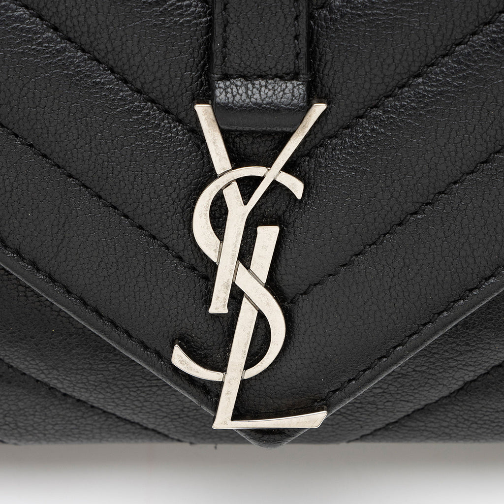 Saint Laurent Matelasse Calfskin Monogram College Mini Shoulder Bag - Black