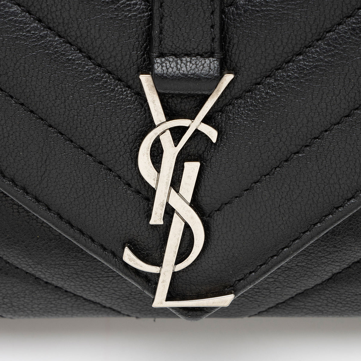 Saint Laurent Matelasse Calfskin Monogram College Mini Shoulder Bag - Black