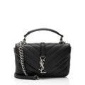 Saint Laurent Matelasse Calfskin Monogram College Mini Shoulder Bag - Black