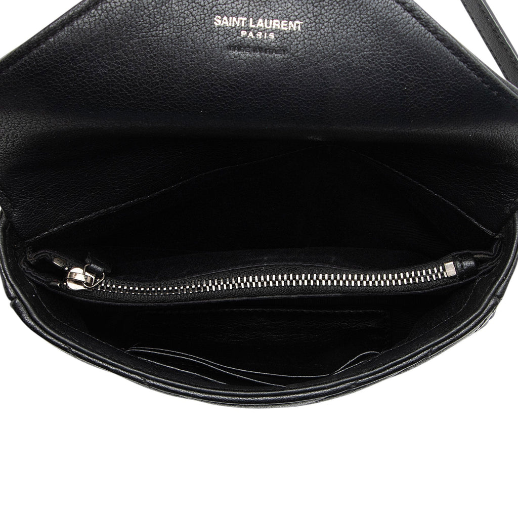 Saint Laurent Matelasse Calfskin Monogram College Mini Shoulder Bag - Black