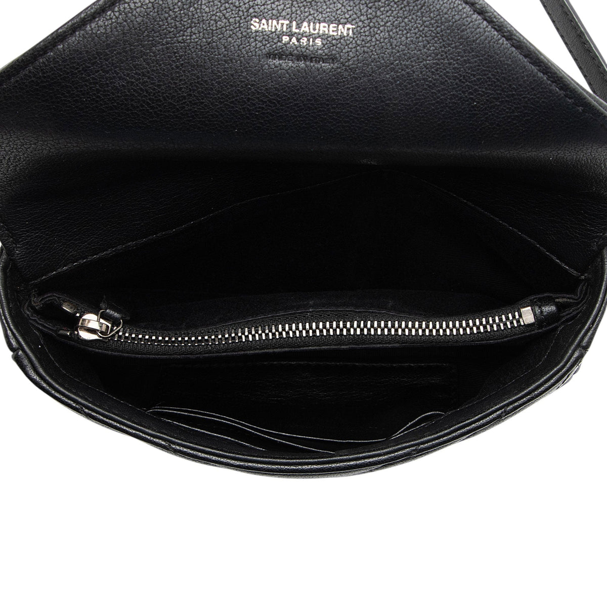 Saint Laurent Matelasse Calfskin Monogram College Mini Shoulder Bag - Black