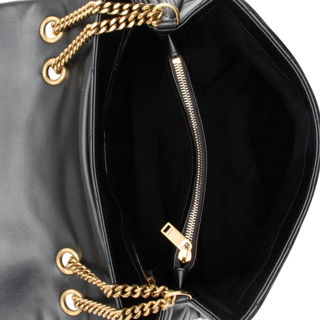 Saint Laurent Matelasse Calfskin Monogram LouLou Chain Medium Shoulder Bag - Black