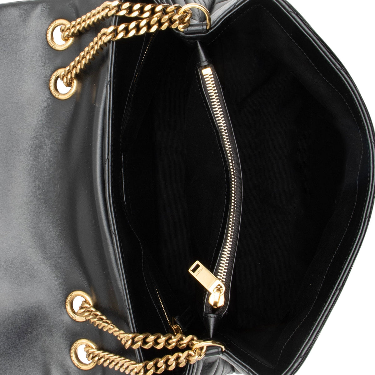 Saint Laurent Matelasse Calfskin Monogram LouLou Chain Medium Shoulder Bag - Black
