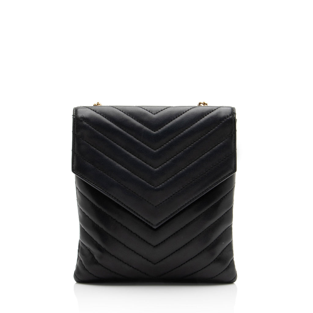 Saint Laurent Matelasse Lambskin Monogram Small Double Flap Bag - Black
