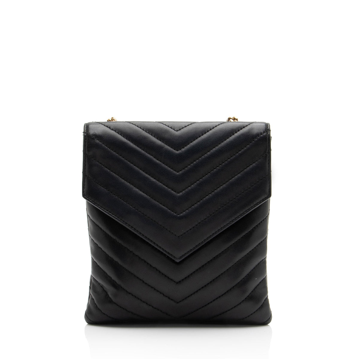 Saint Laurent Matelasse Lambskin Monogram Small Double Flap Bag - Black