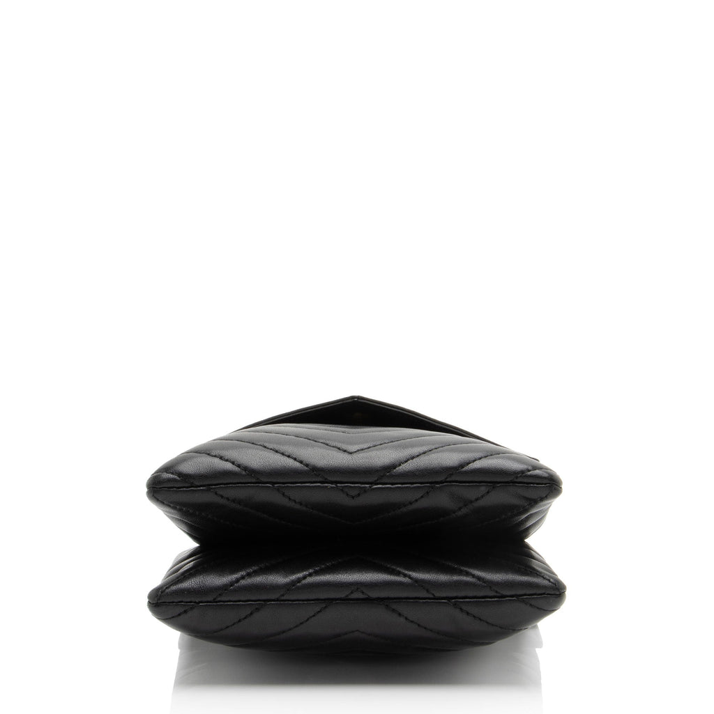Saint Laurent Matelasse Lambskin Monogram Small Double Flap Bag - Black