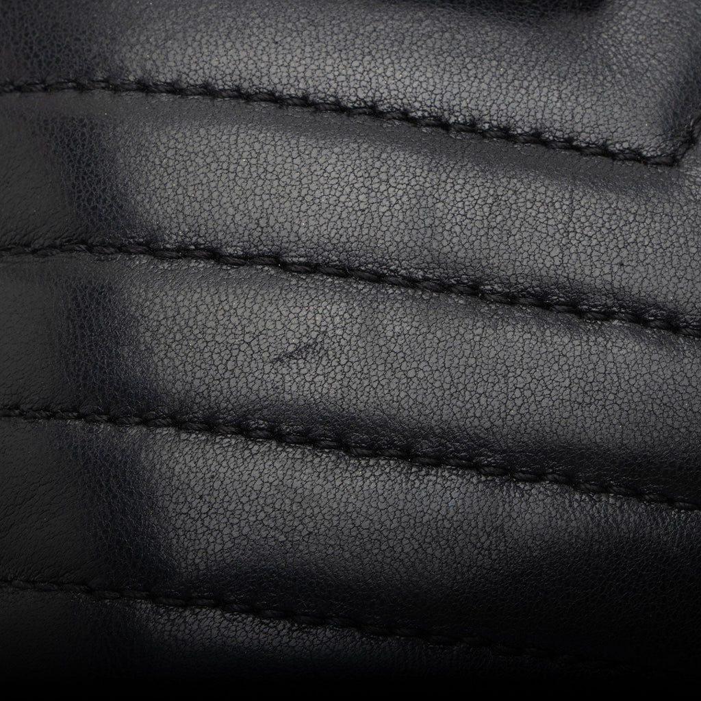 Saint Laurent Matelasse Lambskin Monogram Small Double Flap Bag - Black
