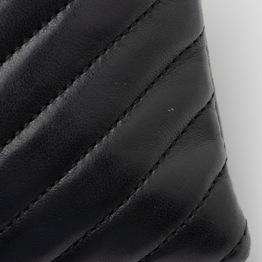 Saint Laurent Matelasse Lambskin Monogram Small Double Flap Bag - Black