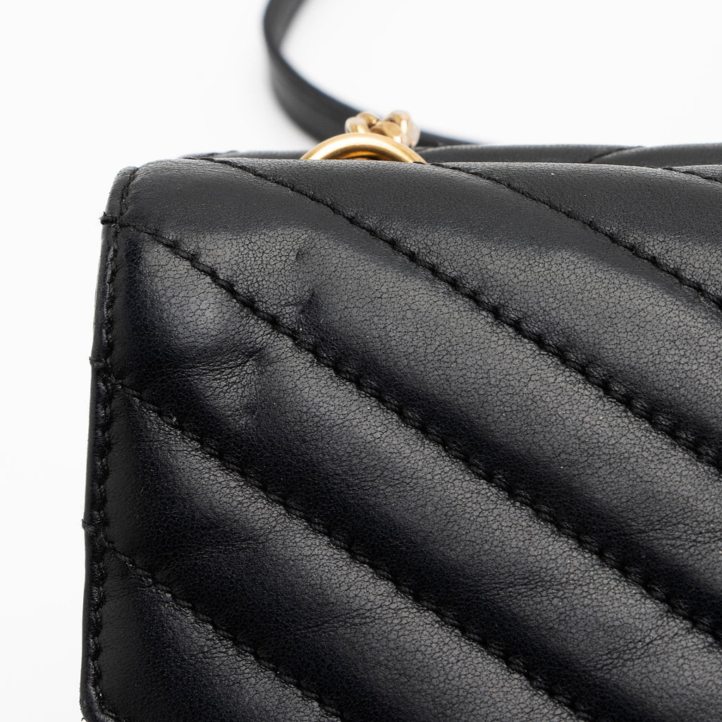 Saint Laurent Matelasse Lambskin Monogram Small Double Flap Bag - Black