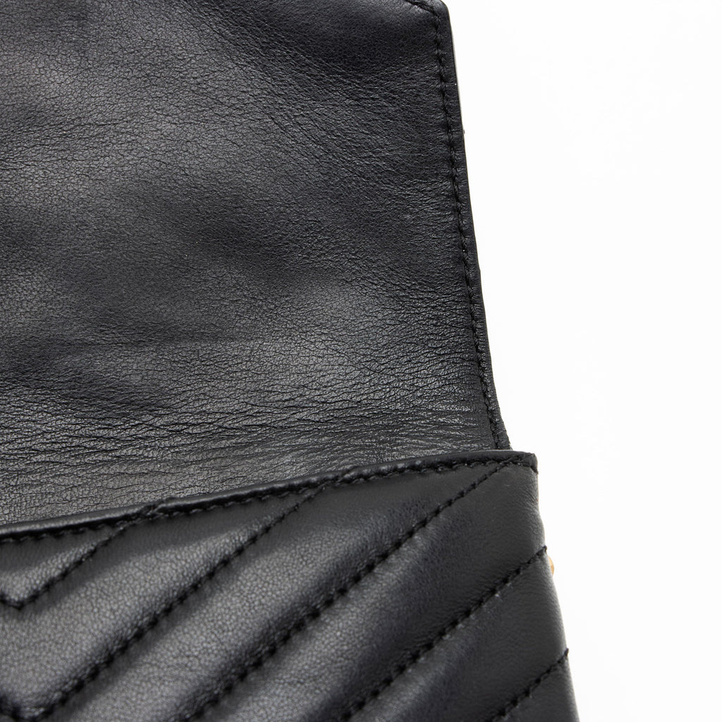 Saint Laurent Matelasse Lambskin Monogram Small Double Flap Bag - Black