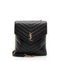 Saint Laurent Matelasse Lambskin Monogram Small Double Flap Bag - Black
