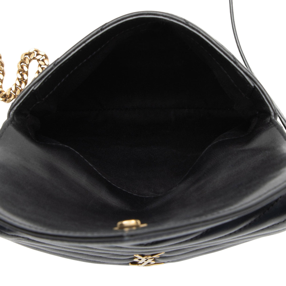 Saint Laurent Matelasse Lambskin Monogram Small Double Flap Bag - Black
