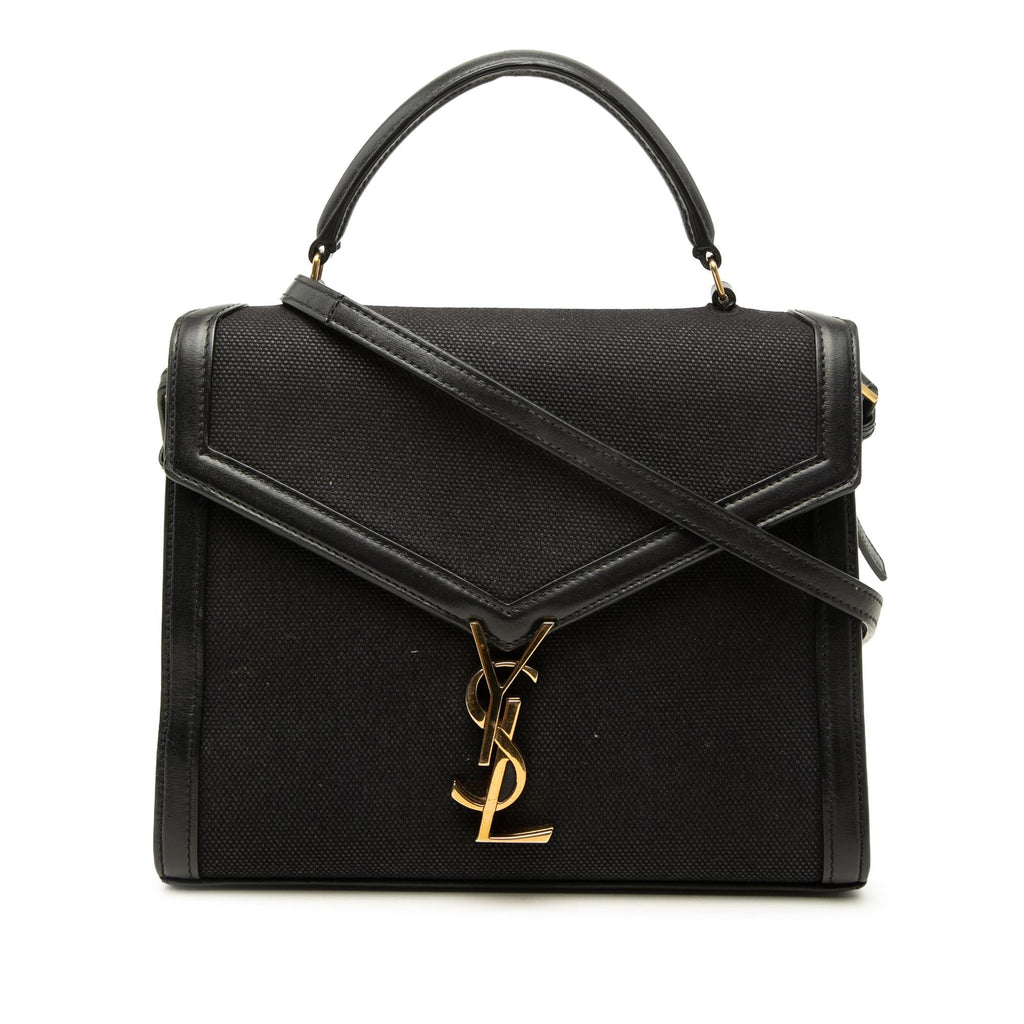 Saint Laurent Medium Canvas Cassandra Top Handle Bag - Black