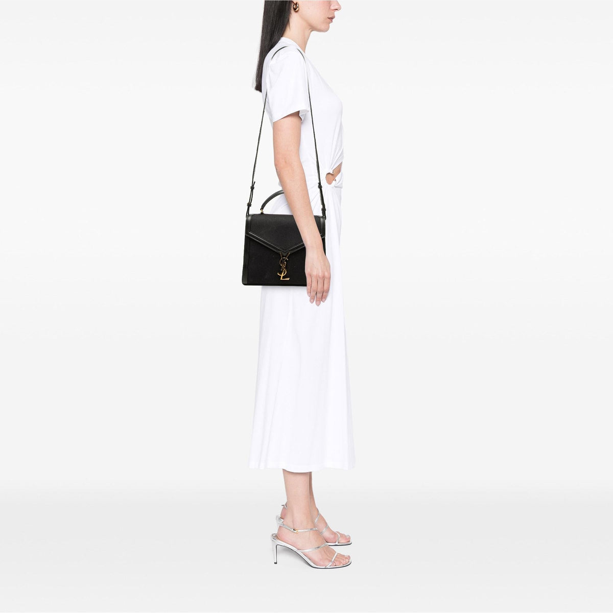 Saint Laurent Medium Canvas Cassandra Top Handle Bag - Black